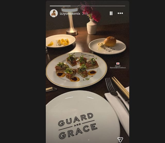 Bo Nix's wife Izzy enjoys ultimate steakhouse experience for Valentine's Day date night with Broncos QB (IG@izzysmokenix)