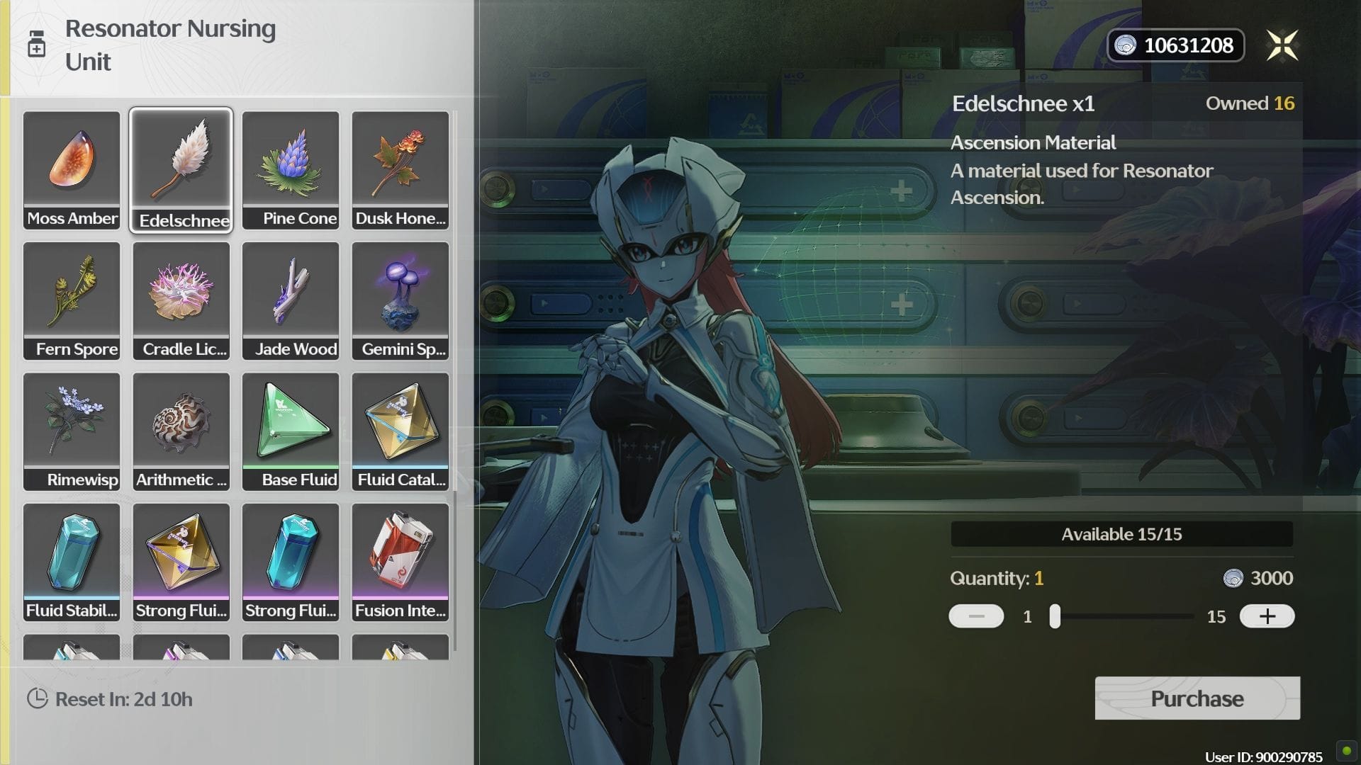 Purchase Edelschnee from the Resonator Nursing Unit (Image via Kuro Games)