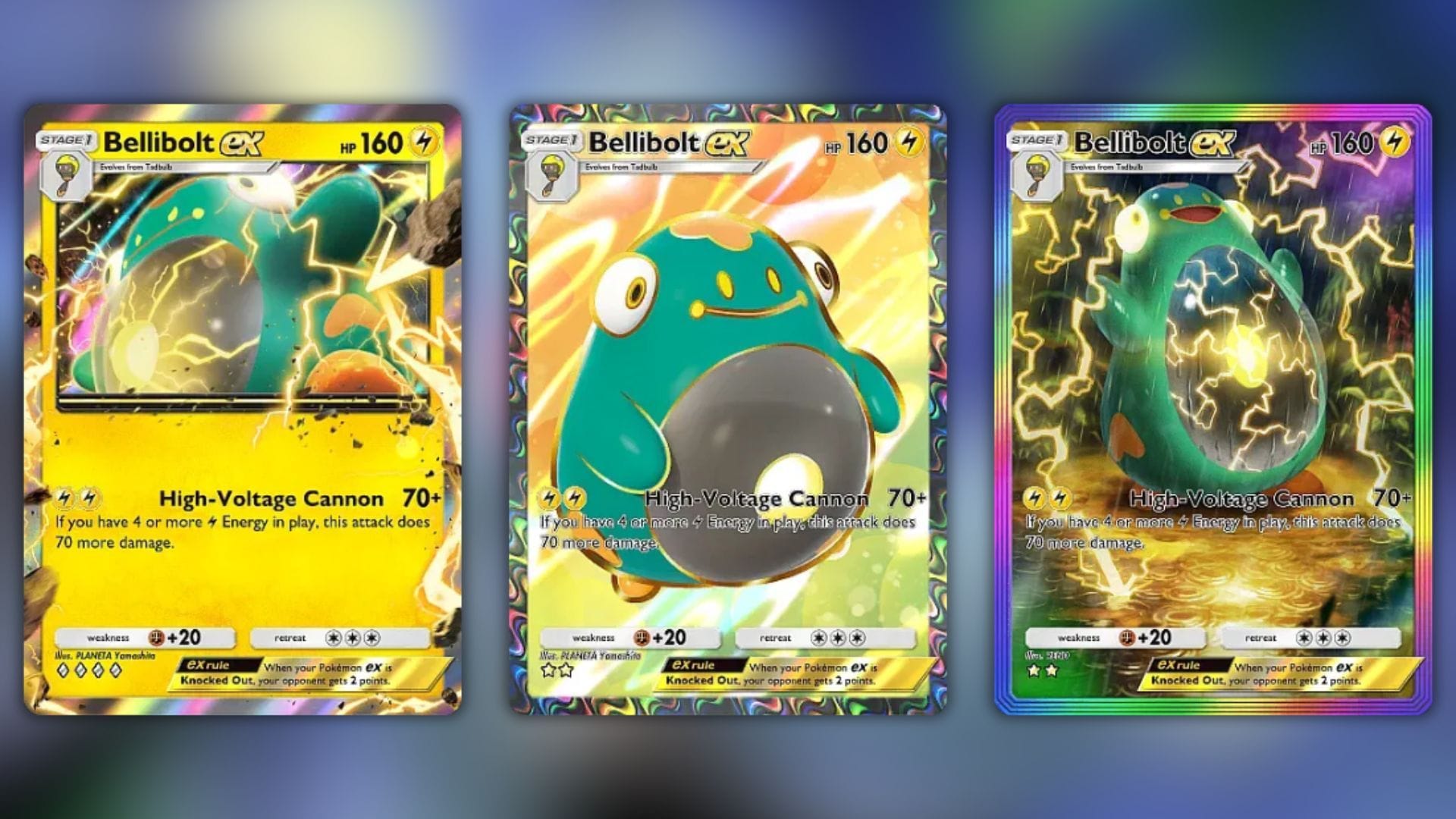 All variants of Bellibolt ex as seen in the game (Image via The Pokemon Company)