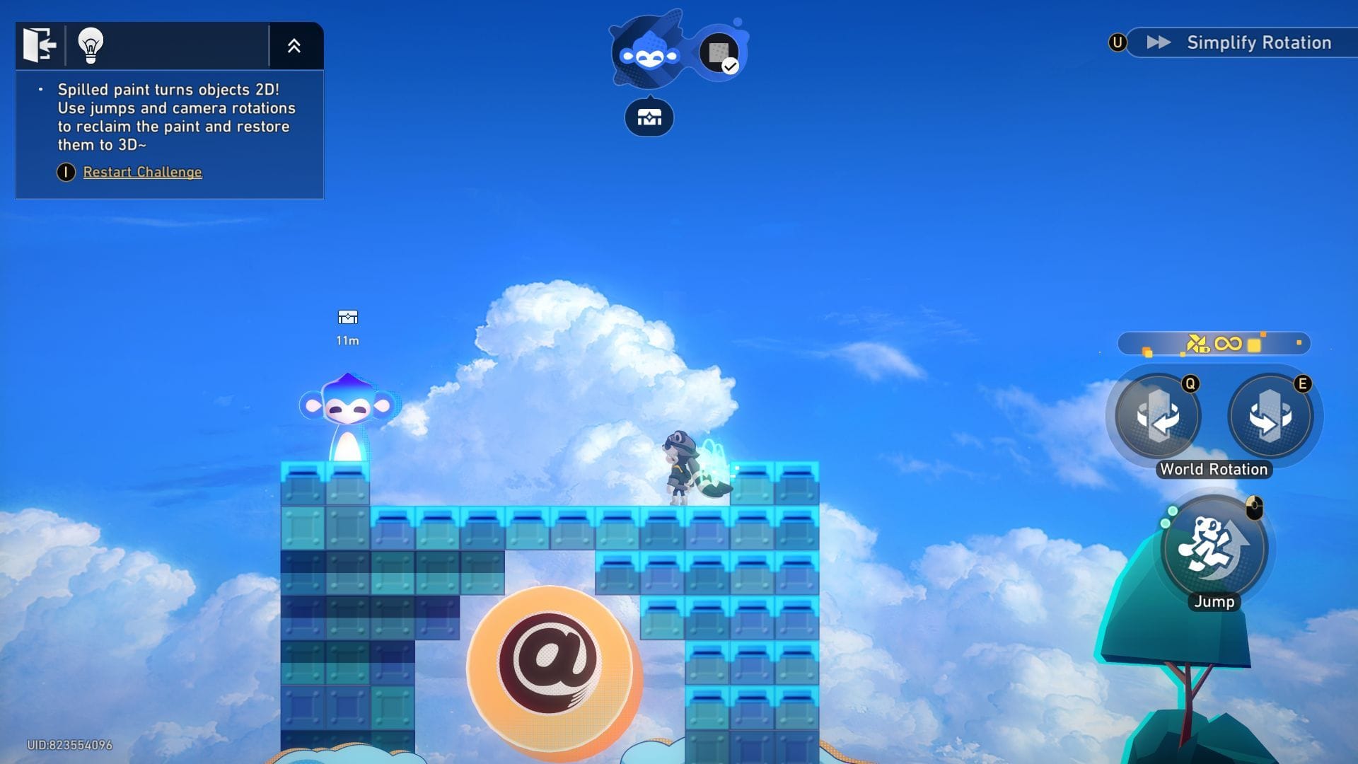 After claiming the color, move left to finish the puzzle (Image via Sportskeeda Gaming || HoYoverse)