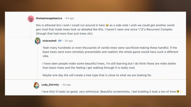 Minecraft player showcases beautiful custom forest build