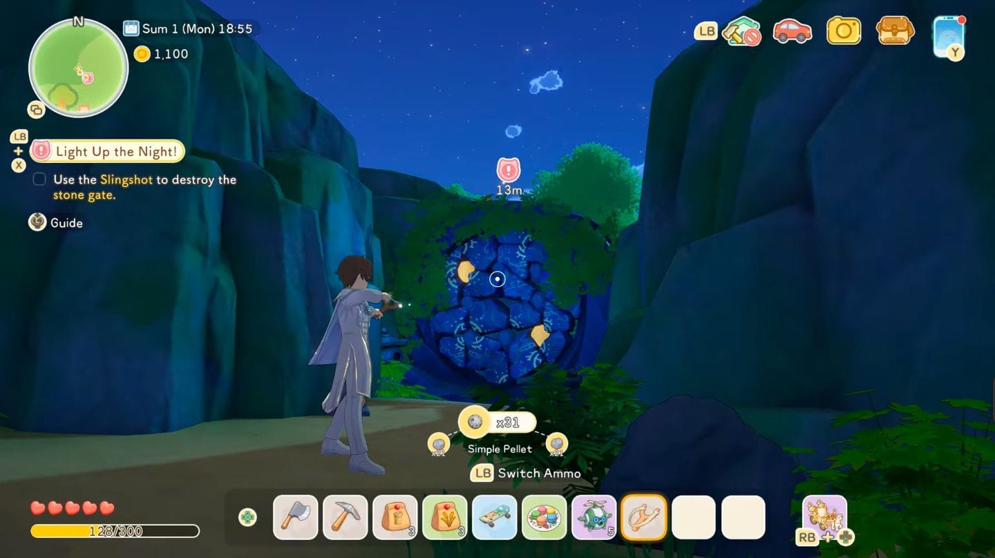 Use the slingshot to clear the blockade (Image via Seed Sparkle Lab || @PepperHomie Game Reviews and Guides/YouTube)