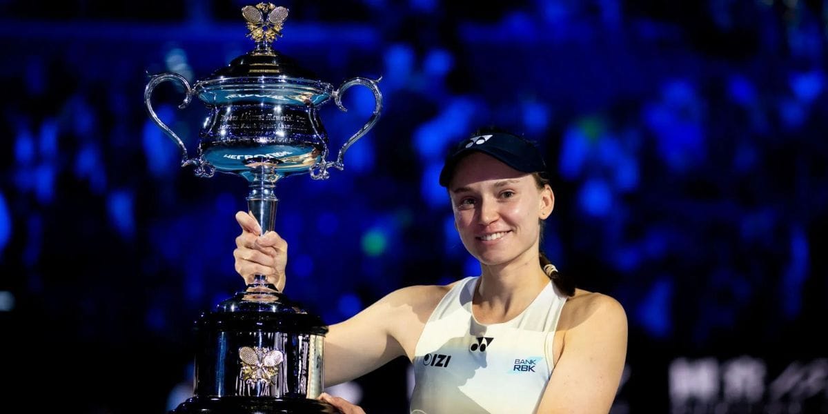 WATCH: Elena Rybakina steals the spotlight in glamorous red dress while posing with Australian Open trophy