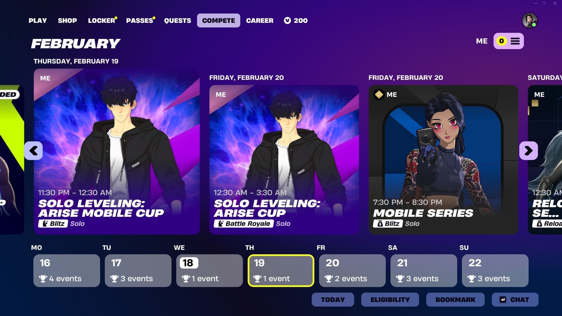 In-game view of Fortnite Solo Leveling Arise Cup (Image via Epic Games)