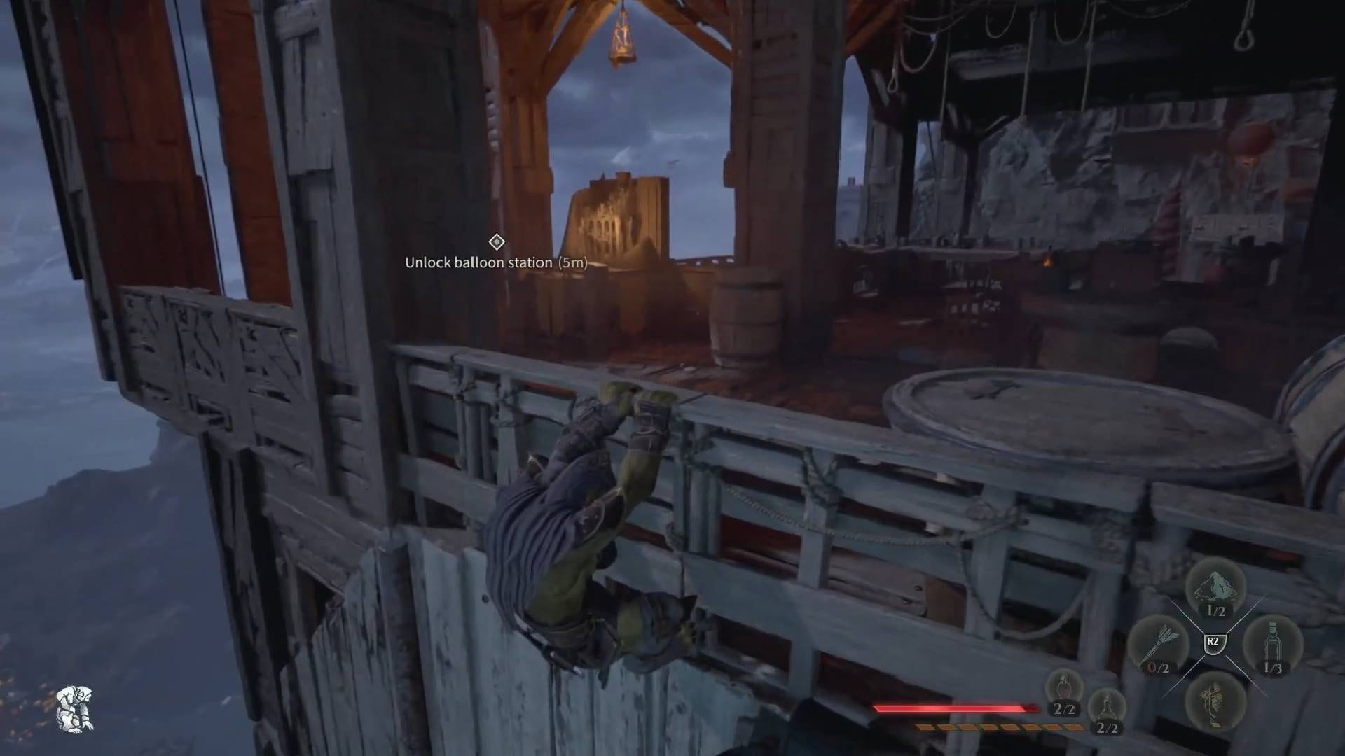 With the help of ledges, climb to the top to spot the Balloon station (Image via Nacon)