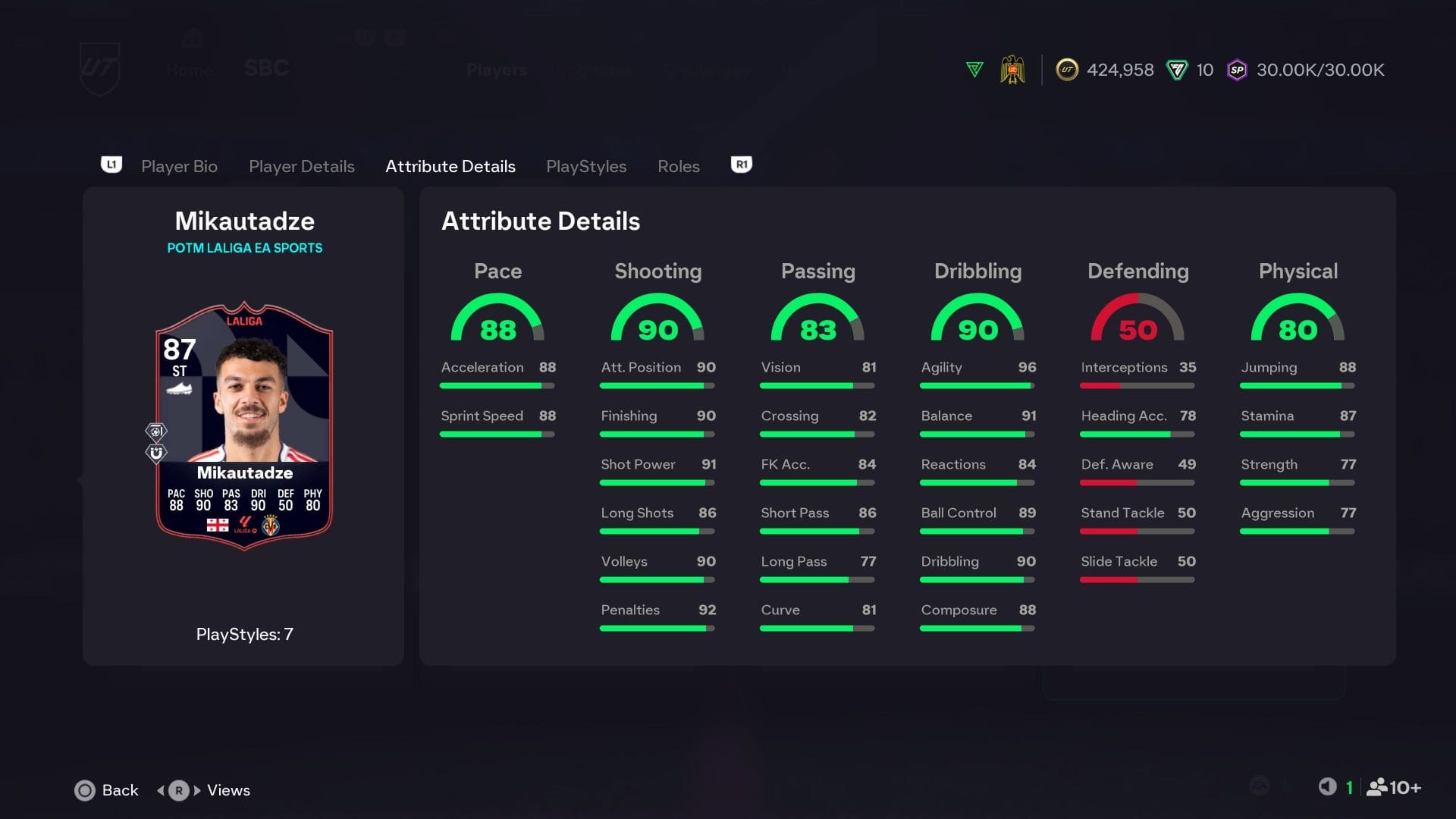 The stats (Image via EA Sports)