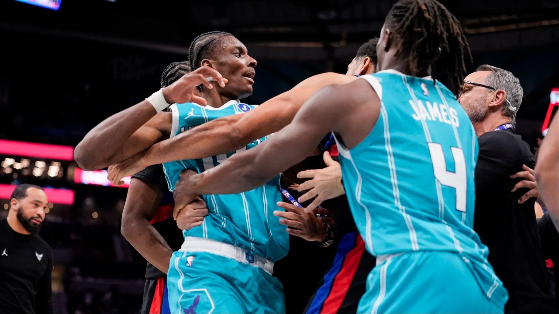 What is the most ejections in a game in NBA history? List explored after 4 players were ejected from Pistons vs Hornets game