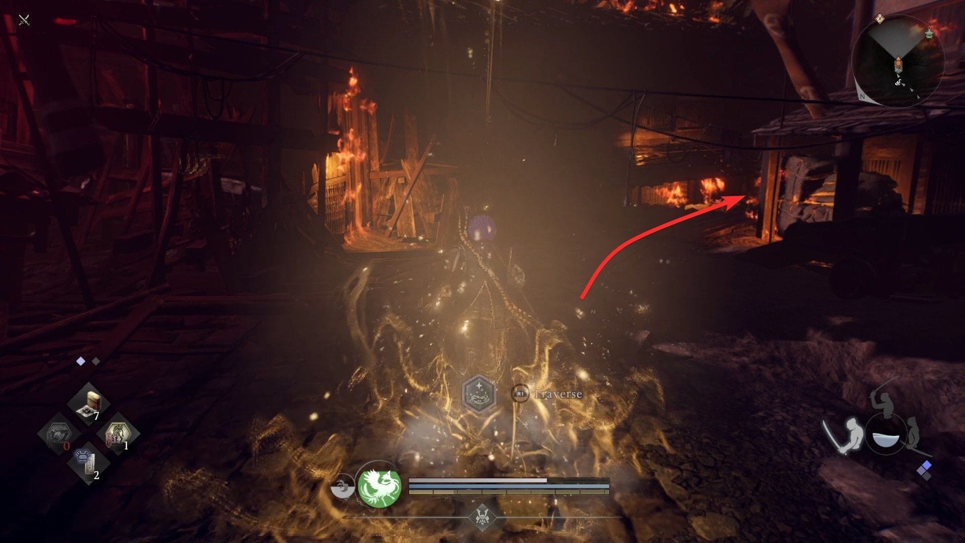 After landing, move this way (picture from Koei Tecmo)