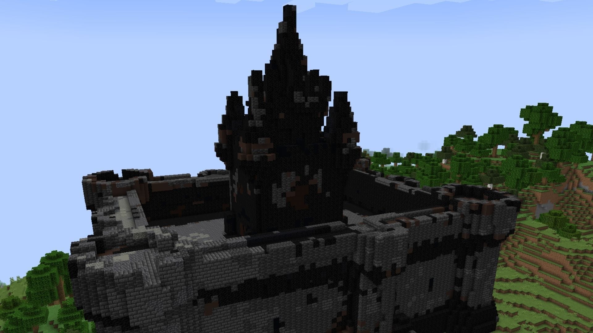 Examples of structures generated using Falcraft in the game (picture from Falcraft/Modrinth)