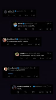 Screenshot of fan comments on NUCLR Golf's post on X