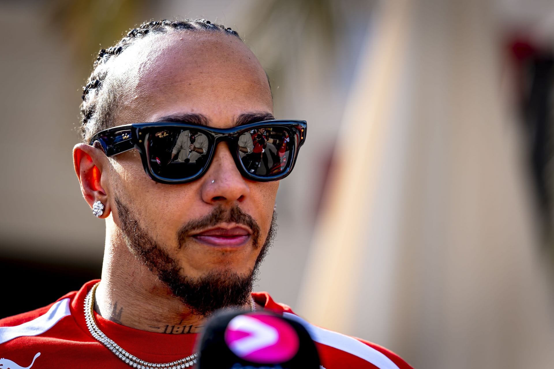 Lewis Hamilton on day one of pre-season testing in Bahrain - Source: Getty