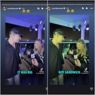 Rob Gronkowski's gf Camille Kostek gives hilarious label to getting sandwiched between Shaq and Patriots icon at Waymo event (IG/camillekostek)