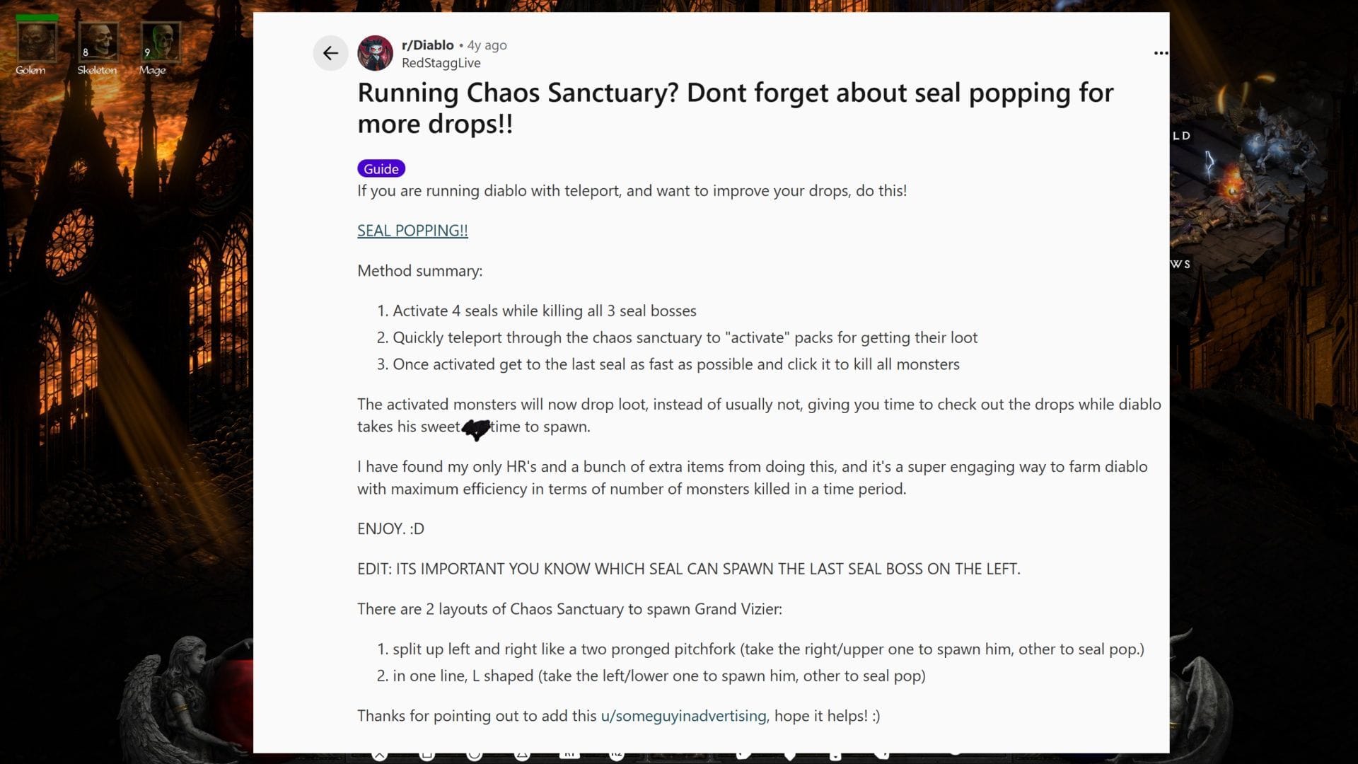 Another option, if you can teleport, is to take part in Seal Popping (Image via Reddit)