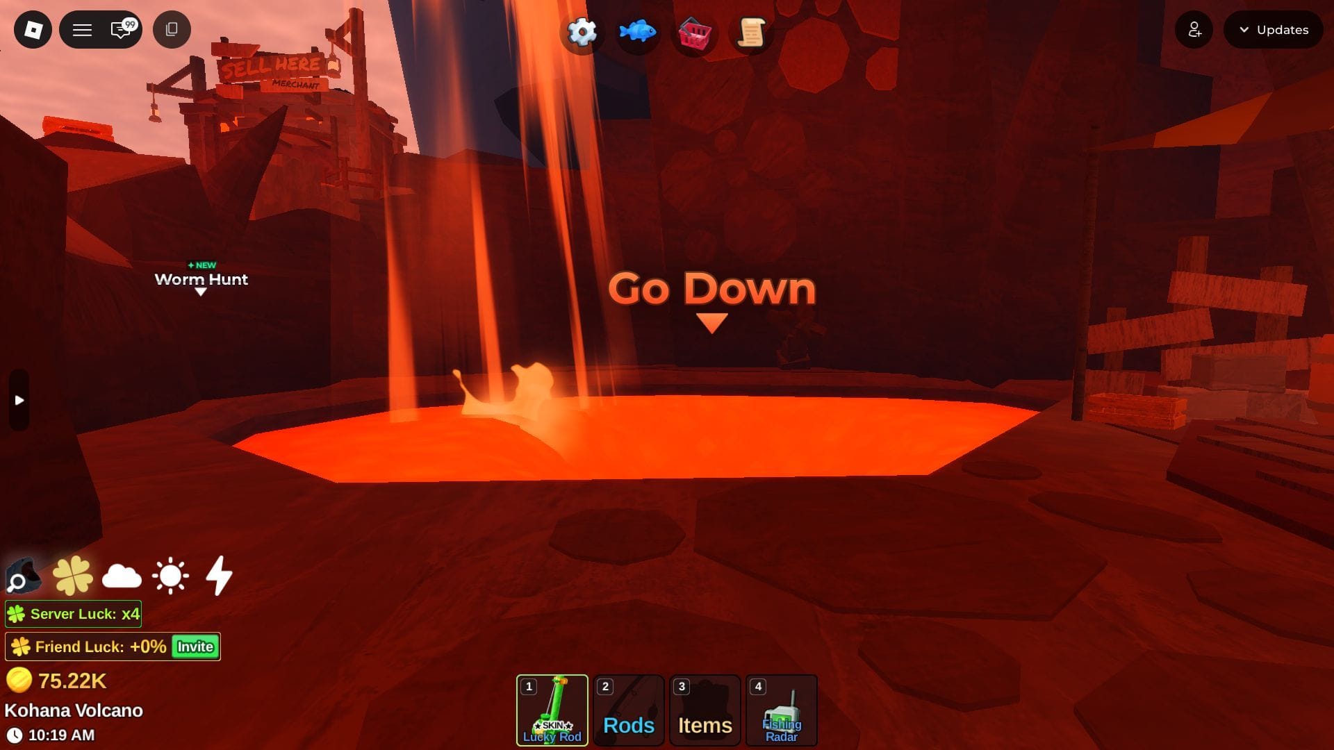 Go through the Volcanic Cavern to find the door to the Lava Basin (Image via Roblox)