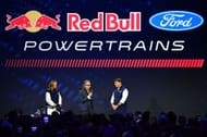Laurent Mekies and Ford CEO Jim Farley during the 2026 car launch. Source: Getty