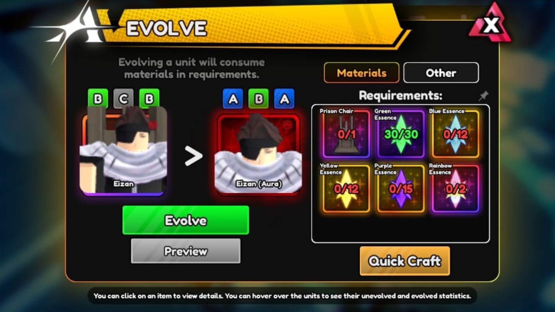 Evolution of Eizan (Image via Roblox)