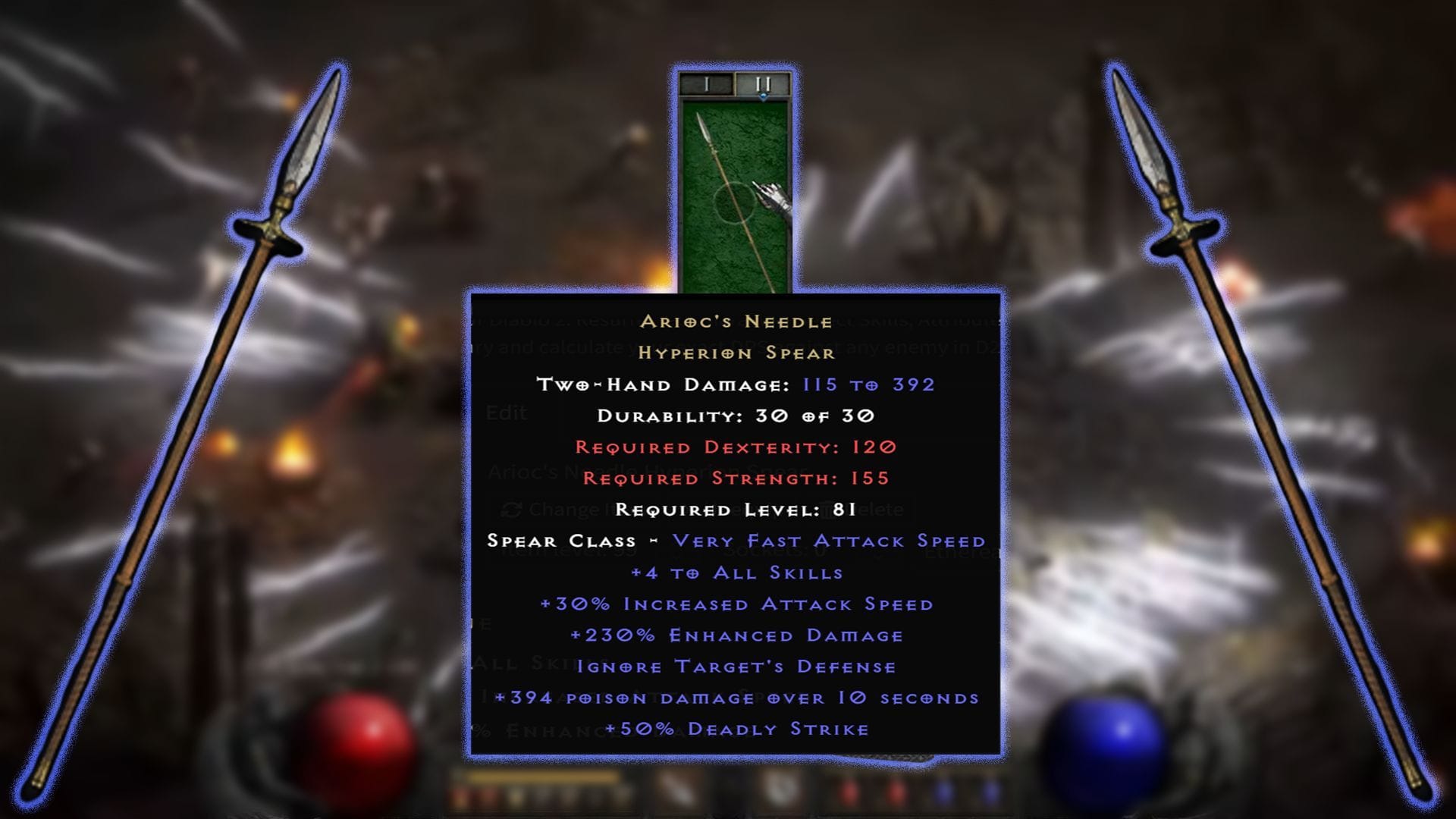 Diablo 2 Resurrected Arioc's Needle: Modifiers, build usage, and drop  sources