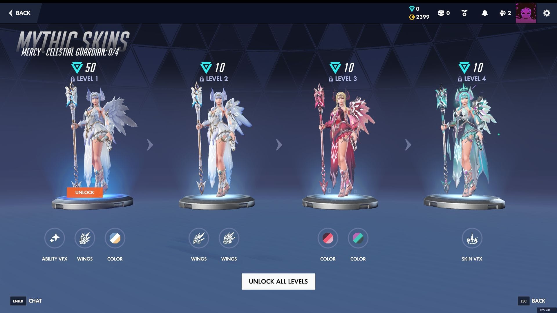 New Mythic skins for returning characters have also joined the fray, such as Mercy, the Celestial Guardian (Image via Blizzard Entertainment)