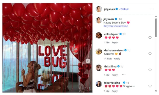Deshaun Watson turns up the romance as Jilly Anais walks into a jaw-dropping &lsquo;Love Bug&rsquo; Valentine&rsquo;s Day surprise (IG/jillyanais)