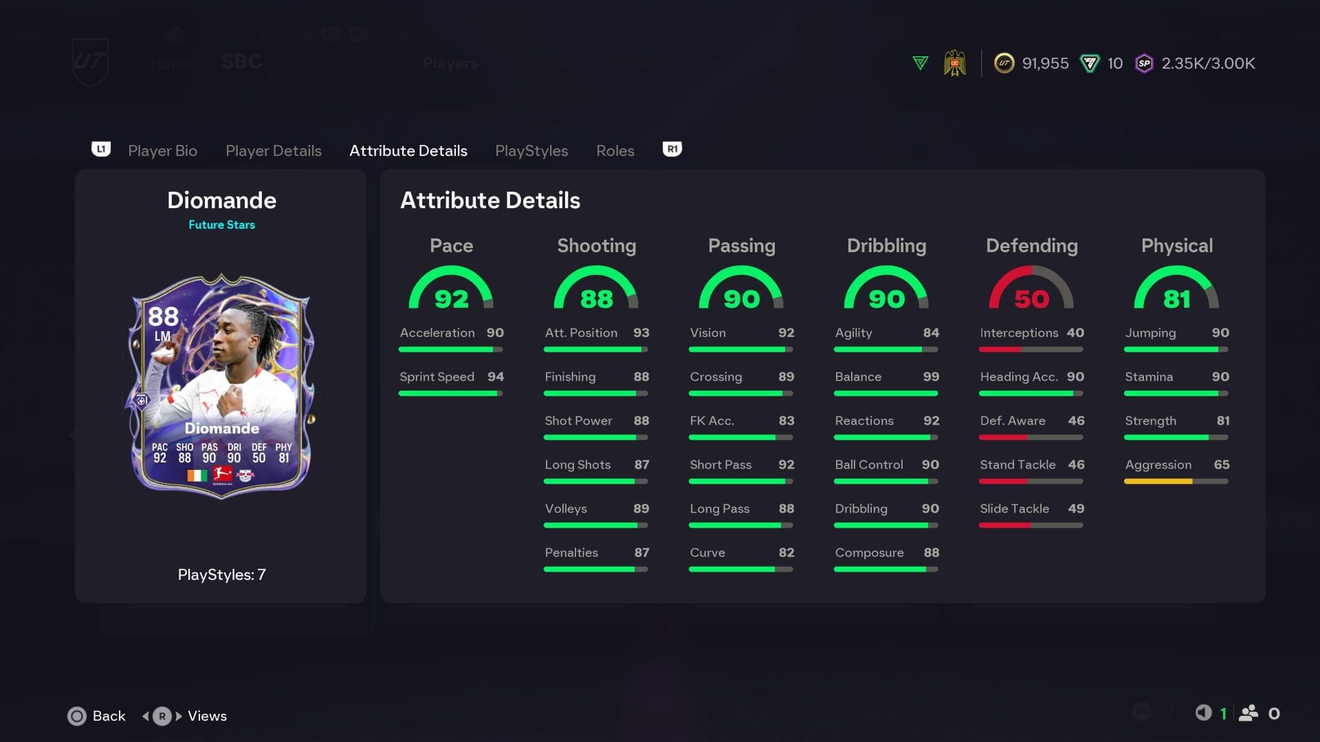The stats (Image via EA Sports)