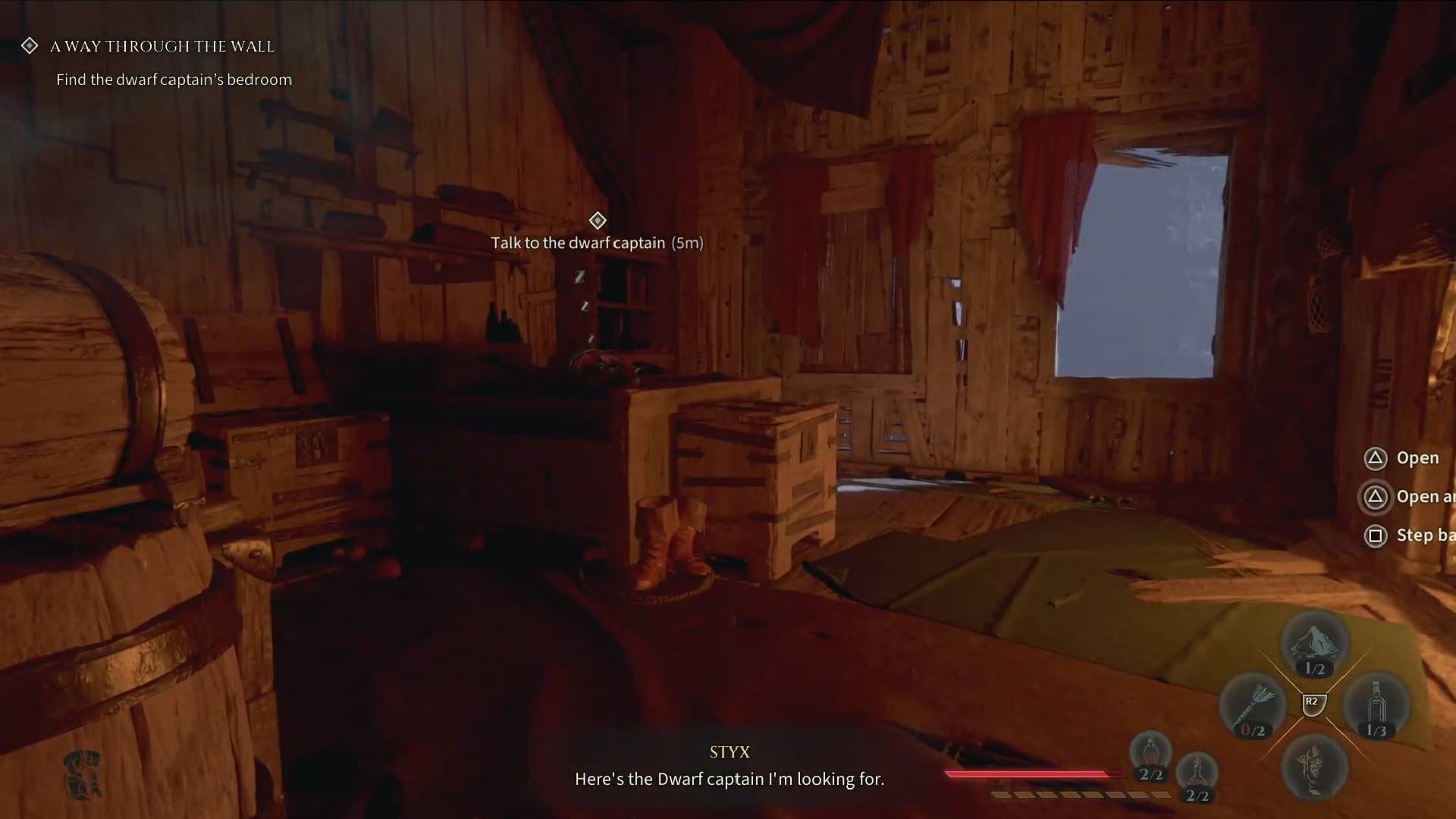 Talk to the dwarf captain (Image via Nacon)