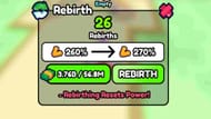 Rebirthing resets your power - Source: Roblox