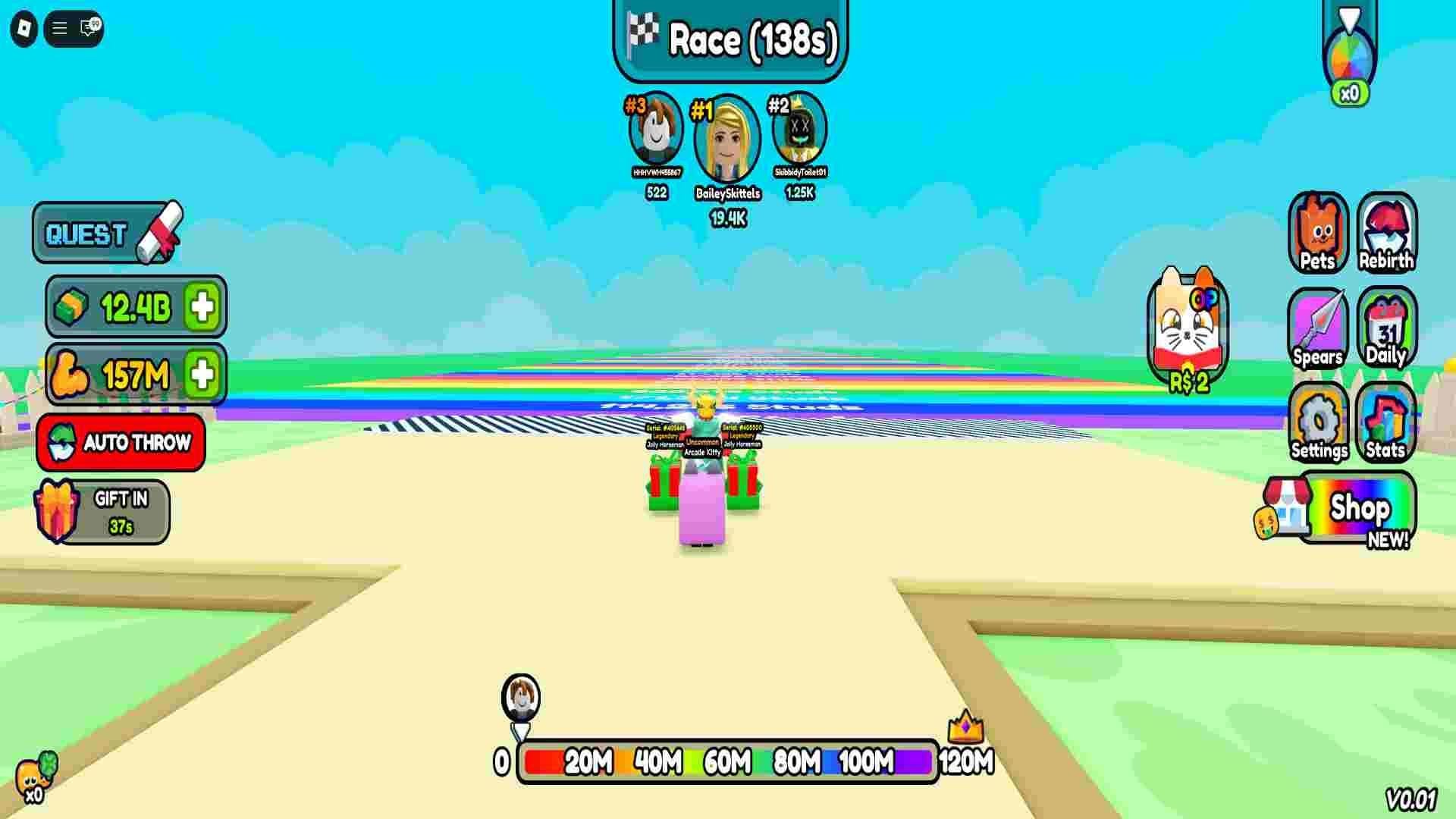 Spear Training is all about throwing your spear the farthest - Source: Roblox