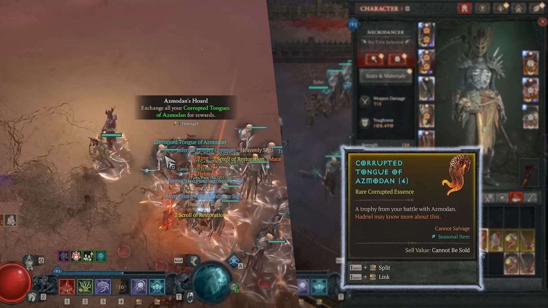 You will need to farm Azmodan's Corrupted Tongue to open the Hoard of Azmodan (Image via Blizzard Entertainment)