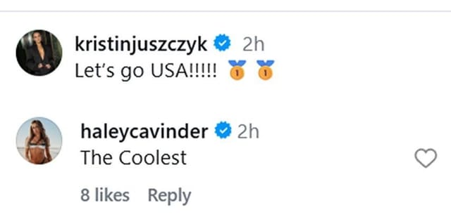 Jake Ferguson’s fiancée Haley Cavinder's reaction (IG/Kristin Juszczyk)