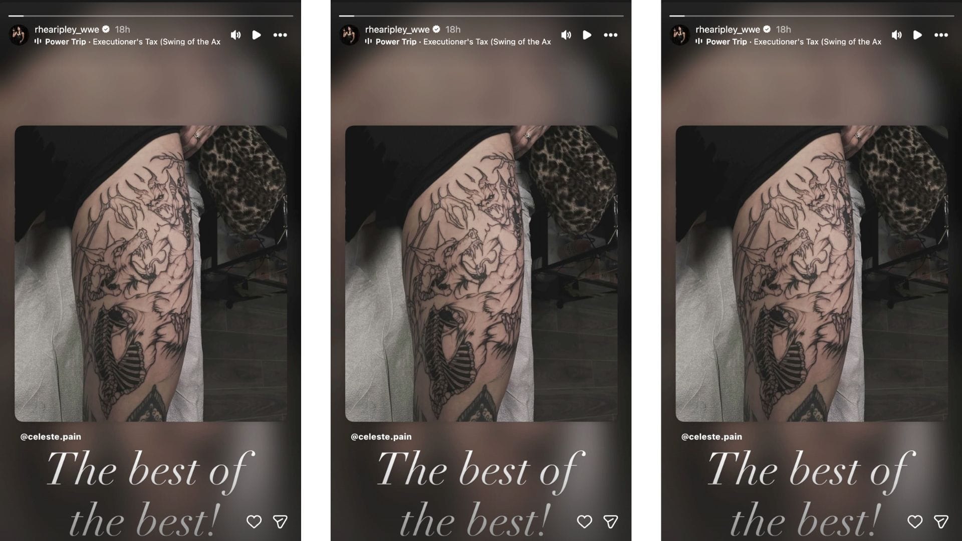 Ripley showed off her new tattoo ahead of SmackDown. [Image credit: Rhea Ripley on Instagram]