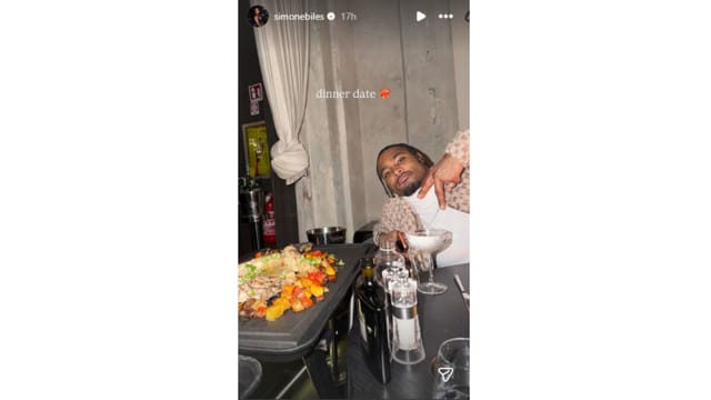 Biles and Owens enjoying their dinner date.   (Credit: @simonebiles) 