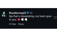 Thunder Rosa commented on Daphanie LaShaunn's recent Instagram post