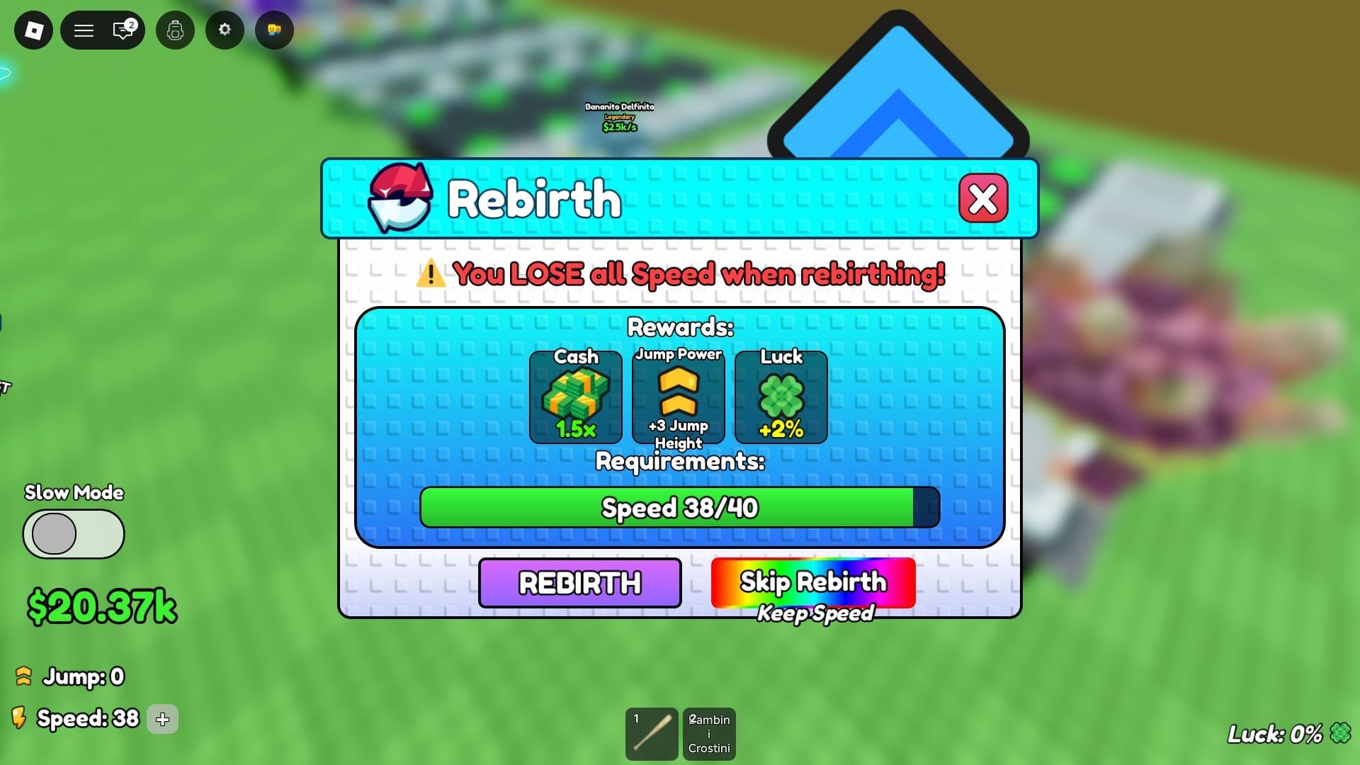 The Rebirth screen (Image via Roblox)