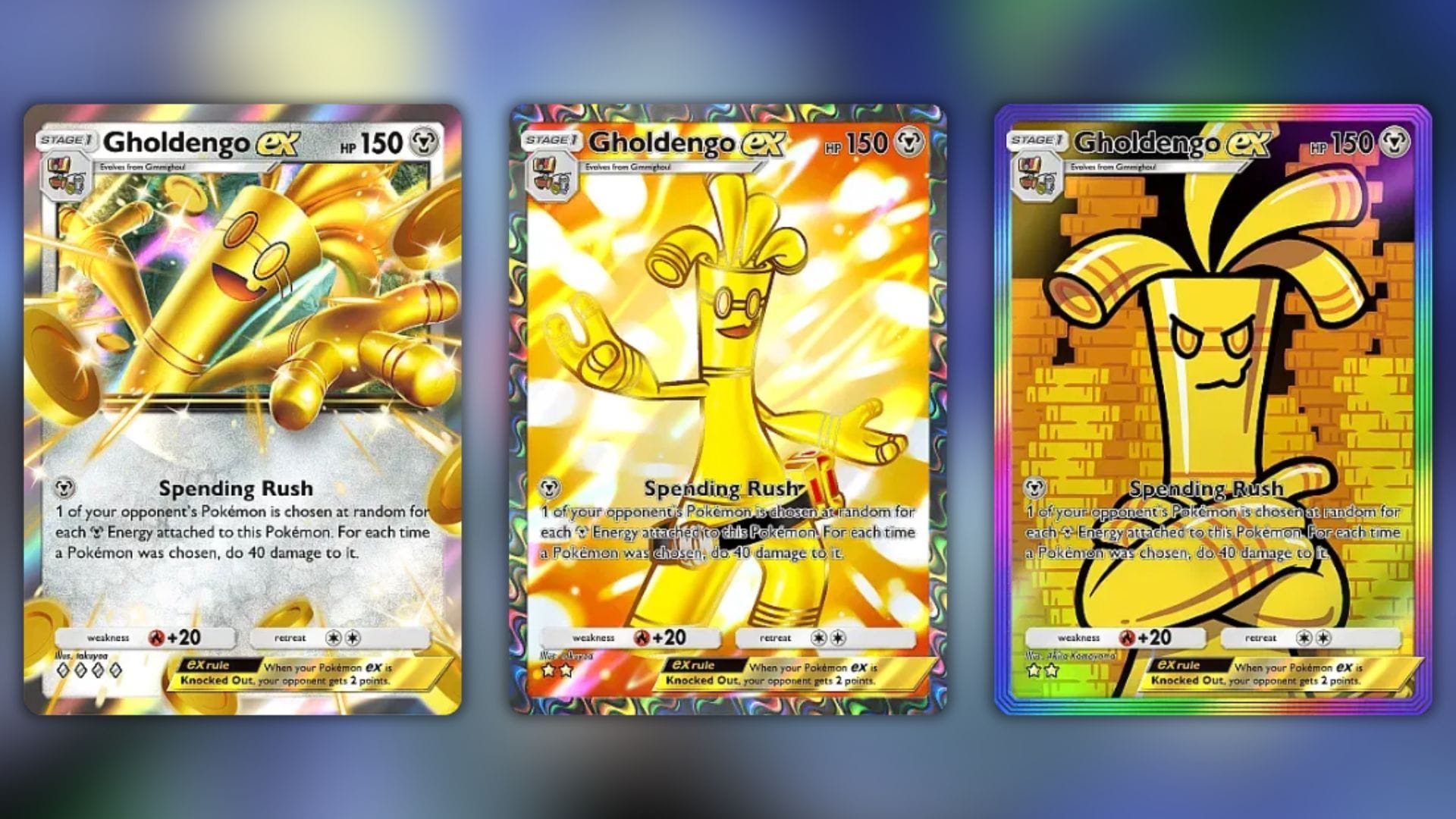 All variants of Gholdengo ex as seen in the game (Image via The Pokemon Company)