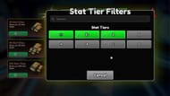 Stat tier filters (Image via Roblox)