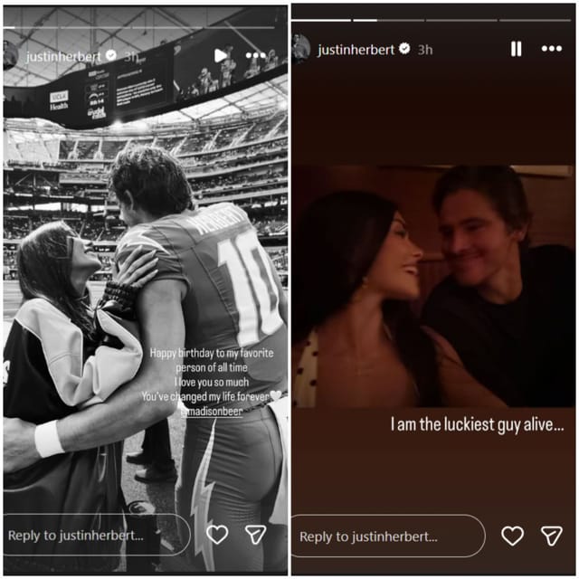 Justin Herbert drops unseen pics with GF Madison Beer/@justinherbert