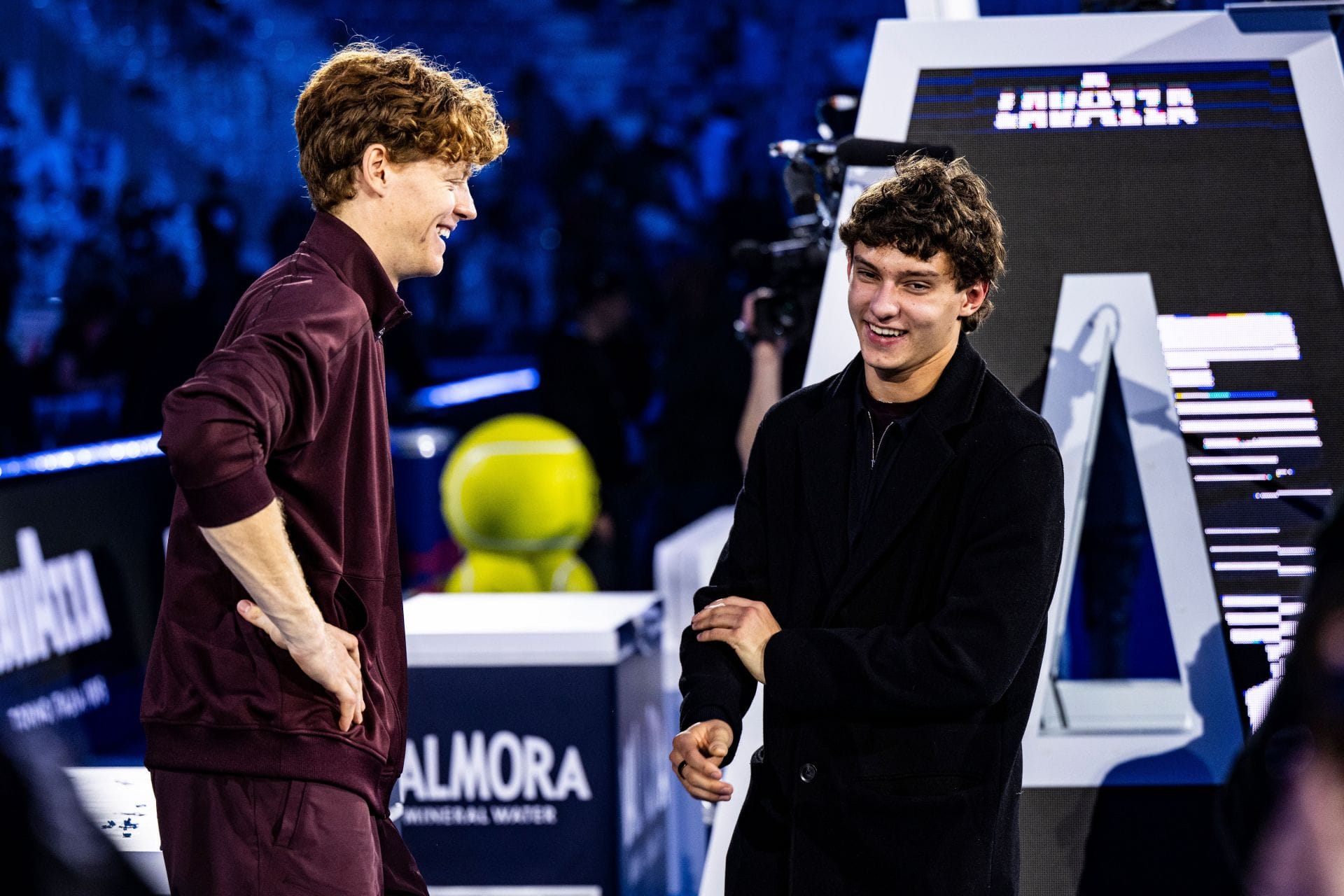 Watch: Jannik Sinner pays tribute to Kimi Antonelli for winning his first F1 race during post-match ceremony