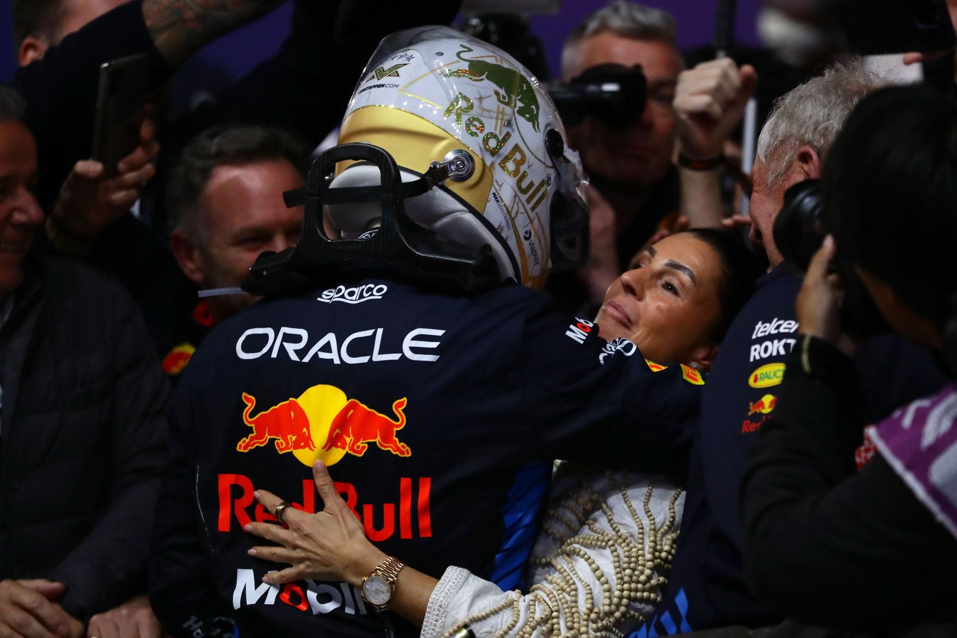 Max Verstappen's mother Sophie Kumpen reacts to the Dutch driver winning the NLS2 at Nurburgring before the unfortunate verdict