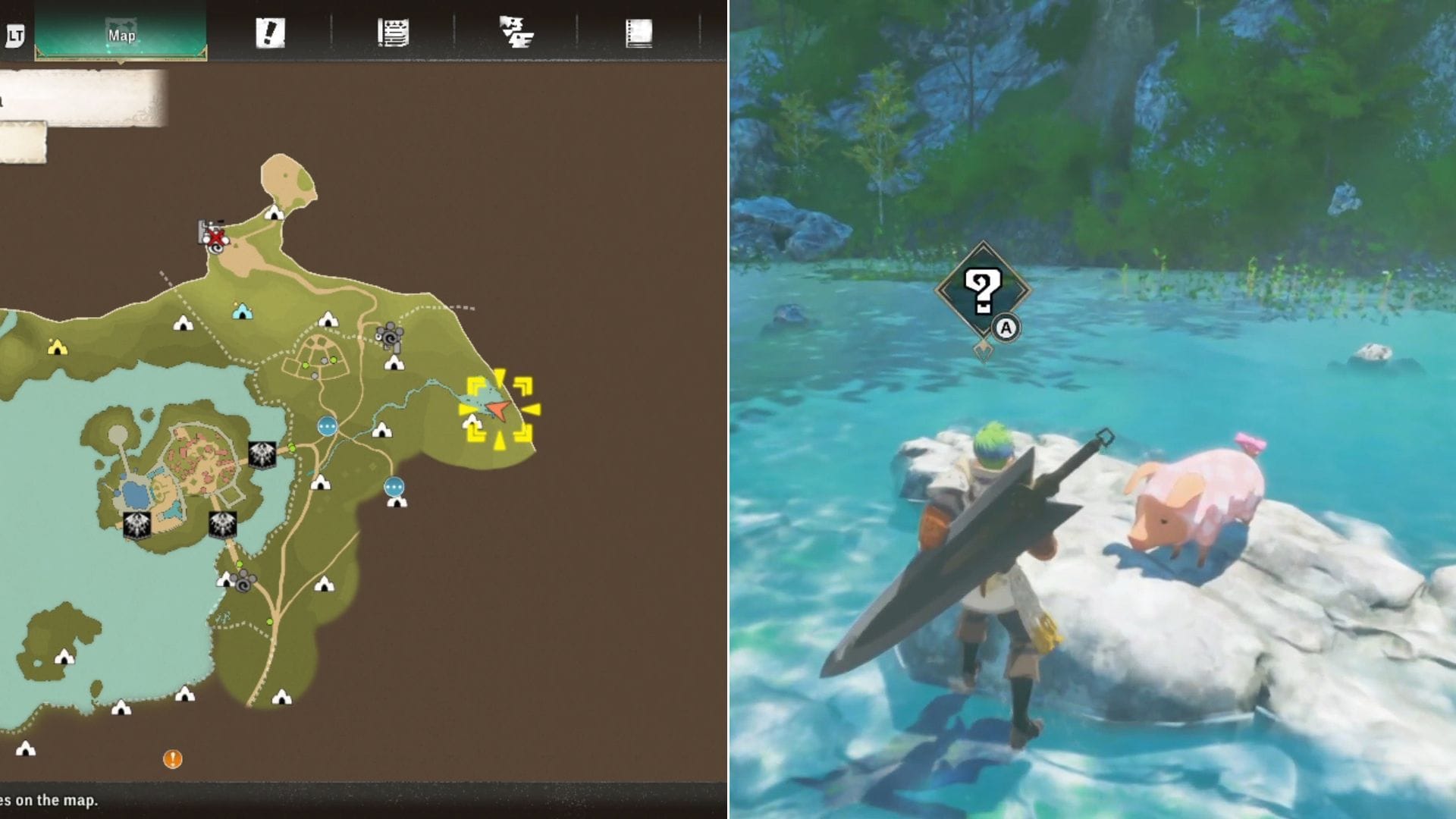 Location of the first Poogie in Azuria (Image via Sportskeeda Gaming || Capcom)