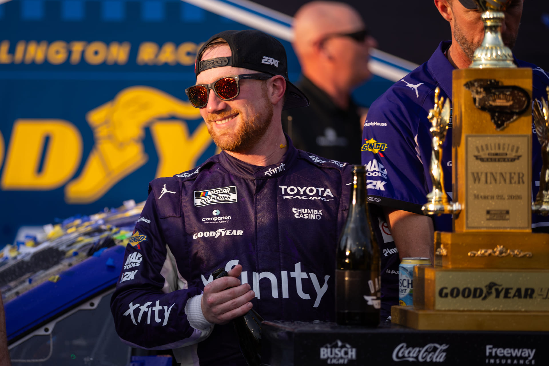 Watch: Tyler Reddick does a ‘shoey’ as he channels viral Daniel Ricciardo celebration after spectacular Darlington win