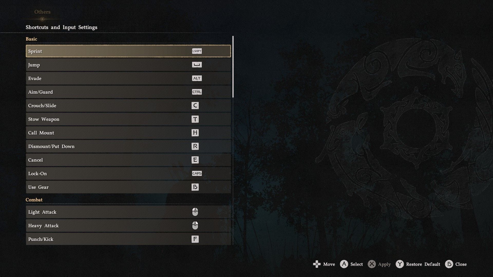 Keyboard controls menu (Image via Sportskeeda Gaming || Pearl Abyss)