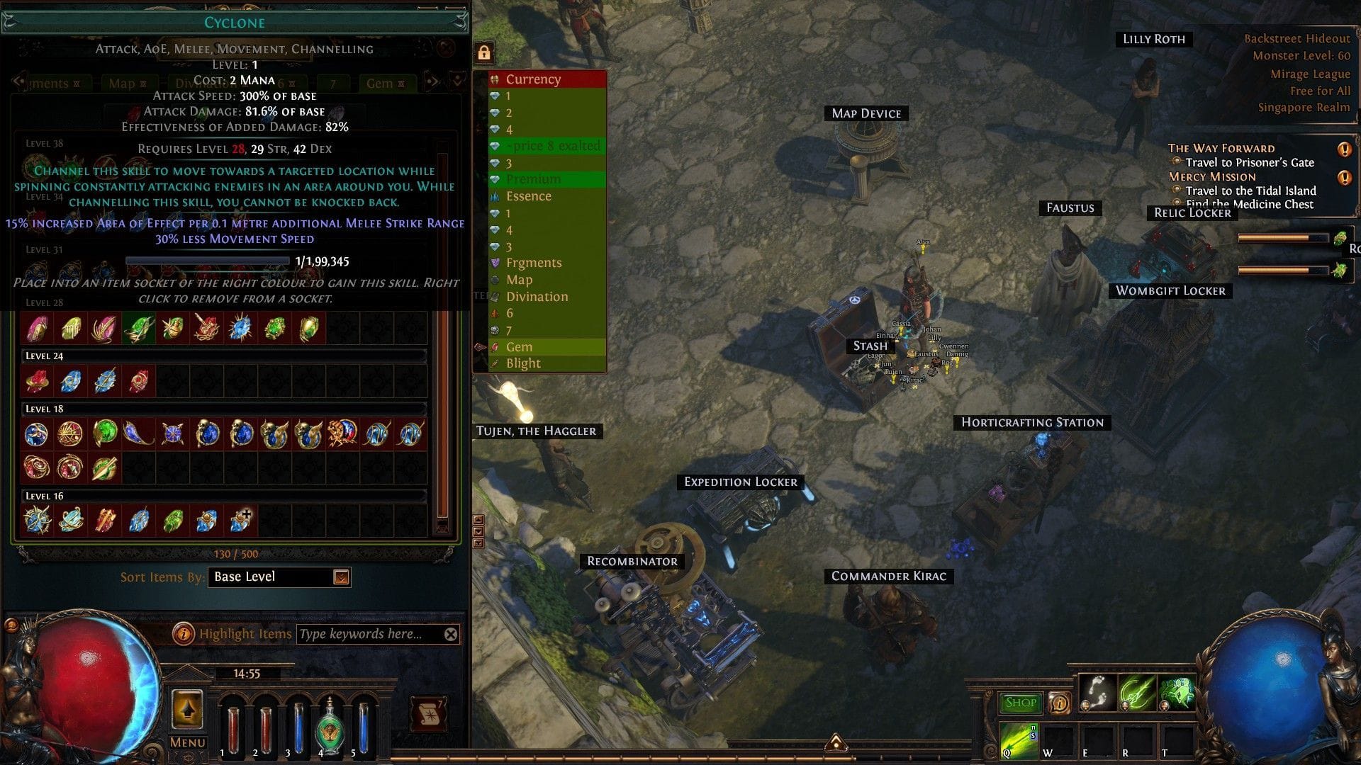 Use Cyclone to trigger Forbidden Rite (Image via GGG)