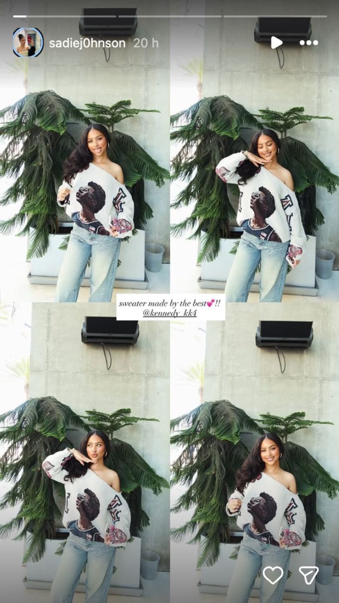 Sadie Johnson's Instagram story