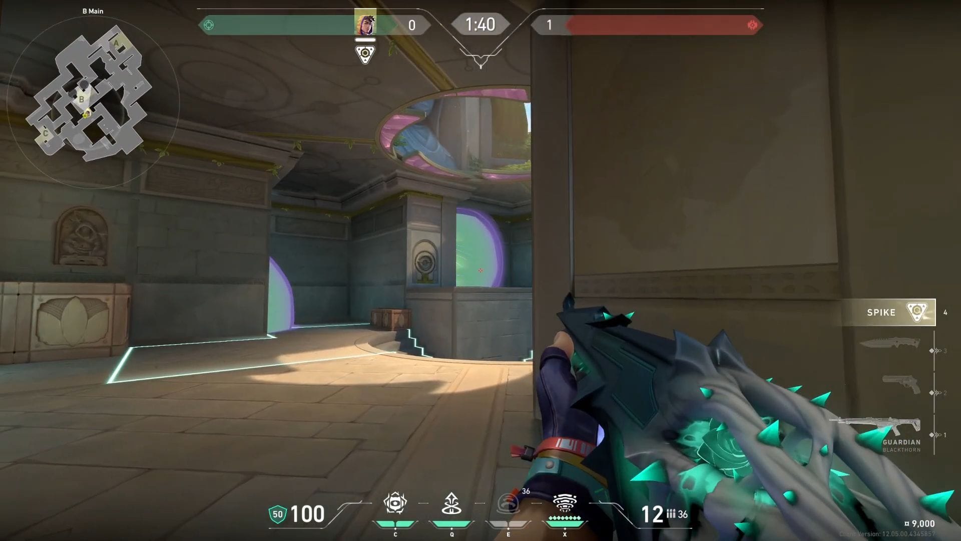 B-Site attacking smokes in-game view (Image via SK Gaming || Riot Games)