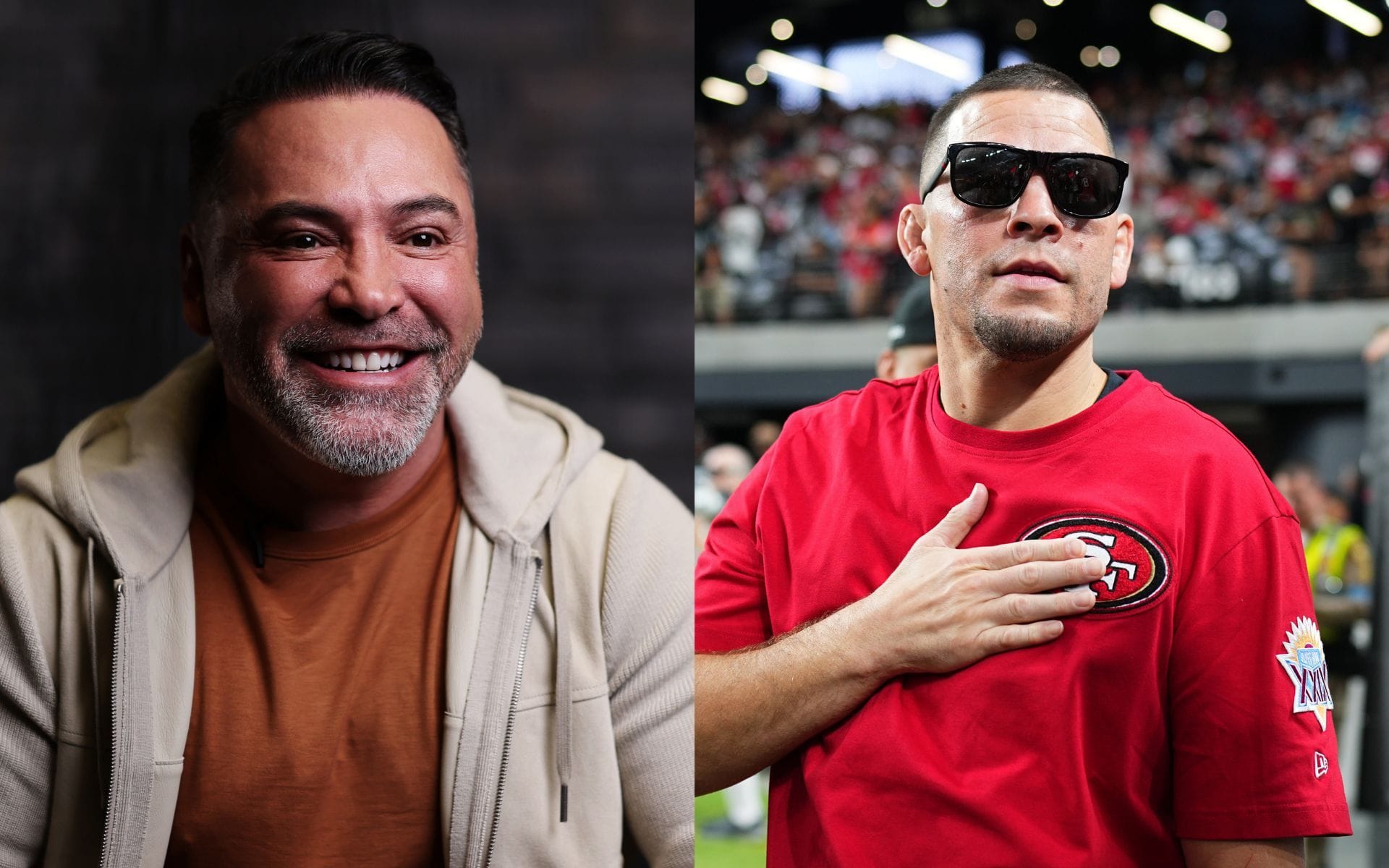 Dana White's rival Oscar De La Hoya drops three word reaction to Nate Diaz signing with MVP to fight Mike Perry on Netflix MMA card