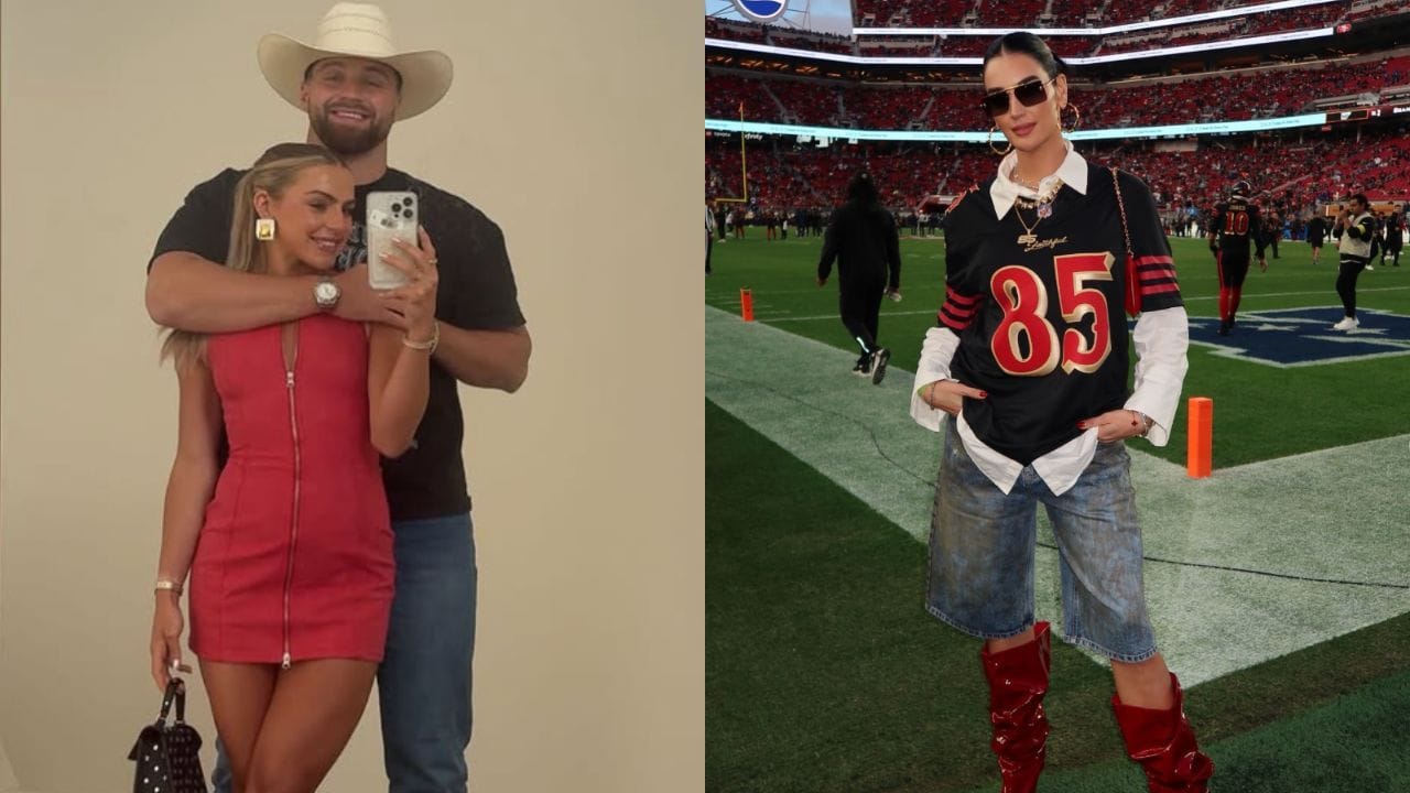 Jake Ferguson's fiancée Haley Cavinder drops 2-word compliment swooning over Claire Kittle's stunning look in new IG post