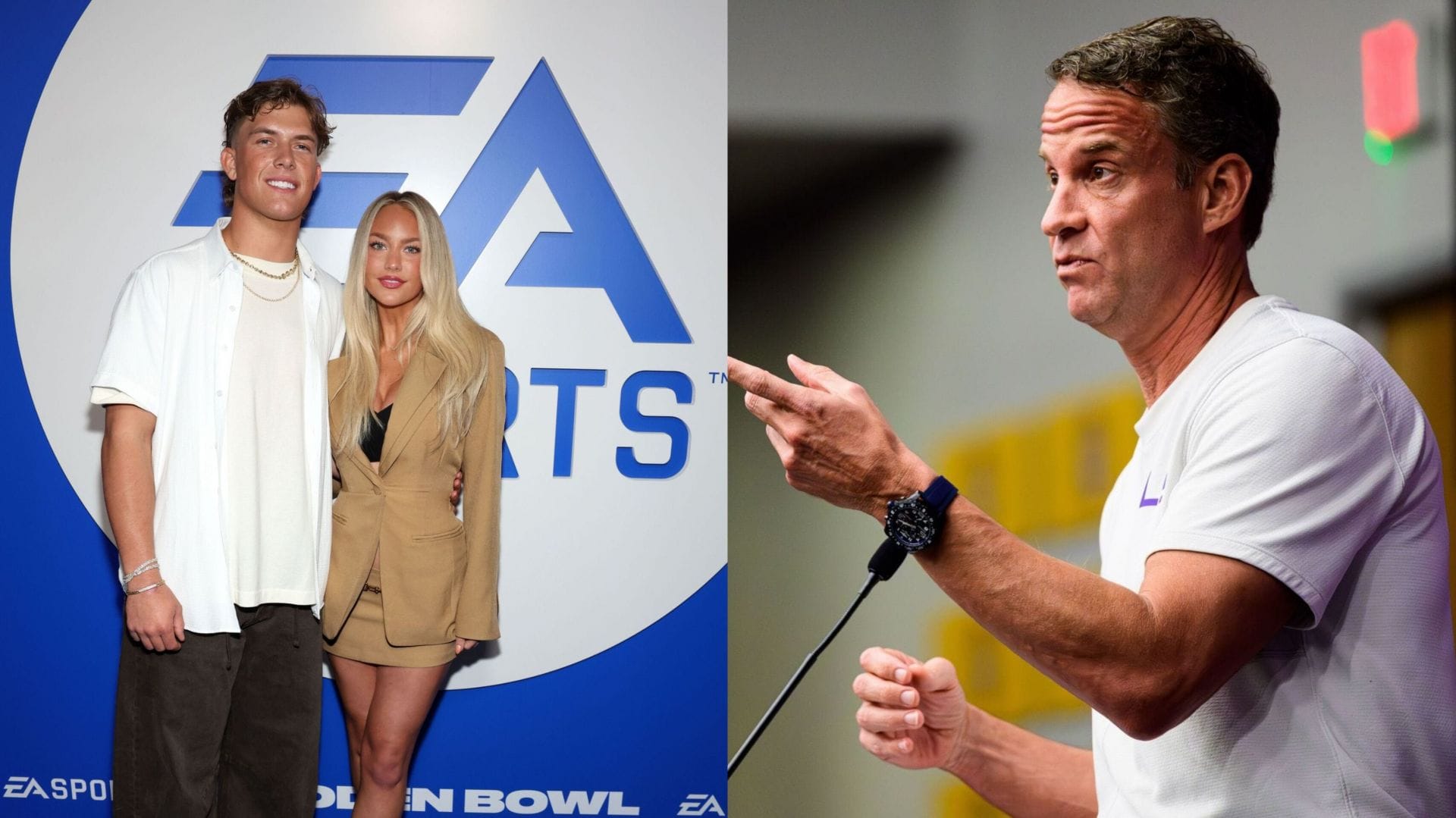 Lane Kiffin makes fun of Jaxson Dart as Giants QB dresses up like "pilgrim" with GF Marissa Ayers