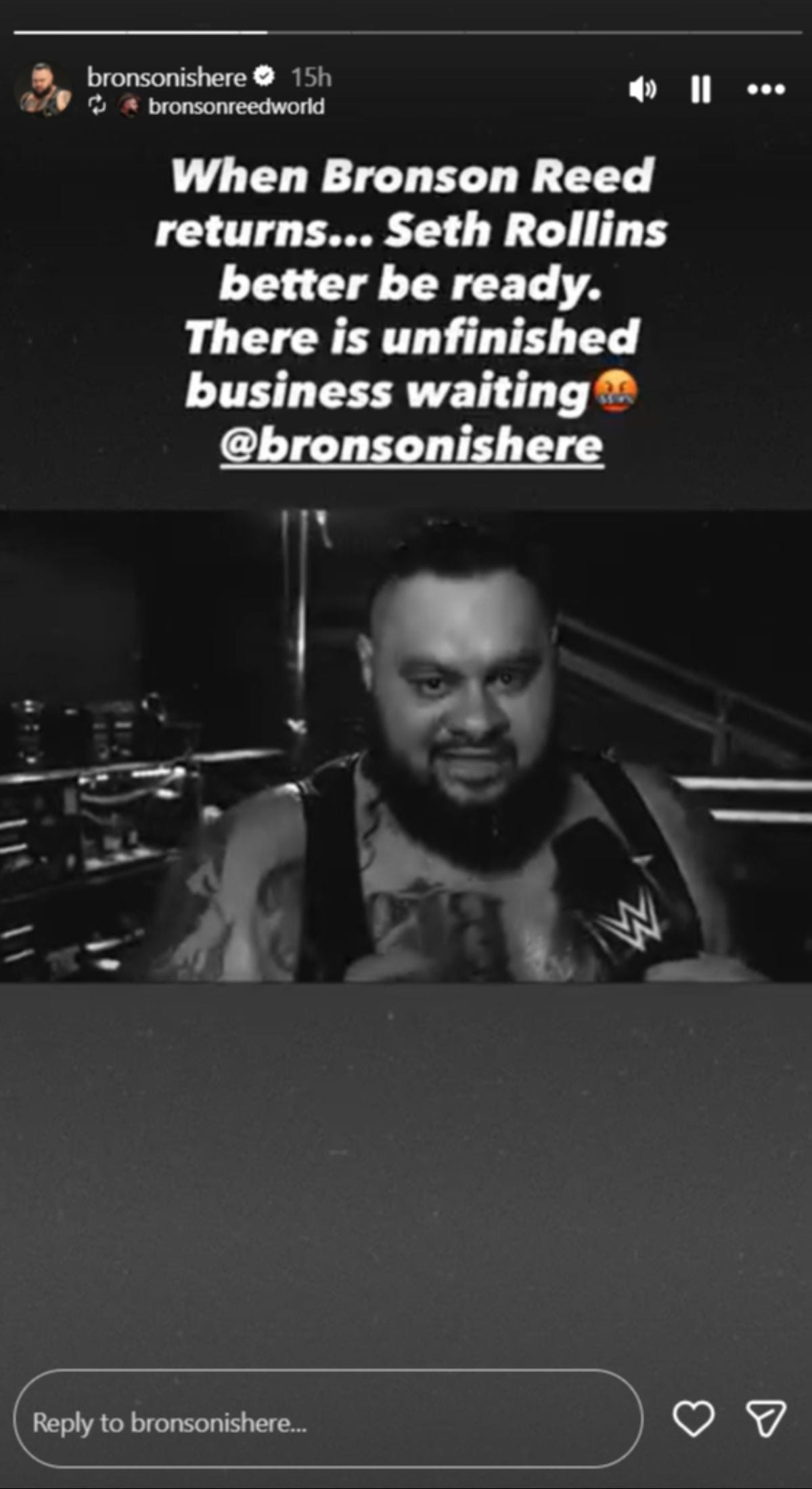 Bronson Reed warns Seth Rollins (Image via Instagram/@bronson is here)