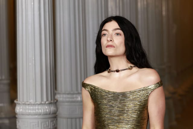 lorde gold dress Lorde Wears Gold Flowers For 'Vogue' Cover: Photos Hollywood Life
