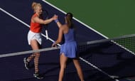 Katerina Siniakova and Mirra Andreeva at the BNP Paribas Open in Indian Wells, California. Source: Getty Images